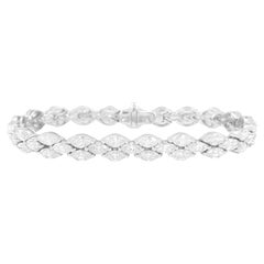 Bracciale tennis con diamanti marquise da 12 carati in oro bianco 18 carati