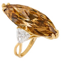 12 Carat Marquise Statement Fancy Yellow Gold Sunlit Royal Radiance Diamond Ring
