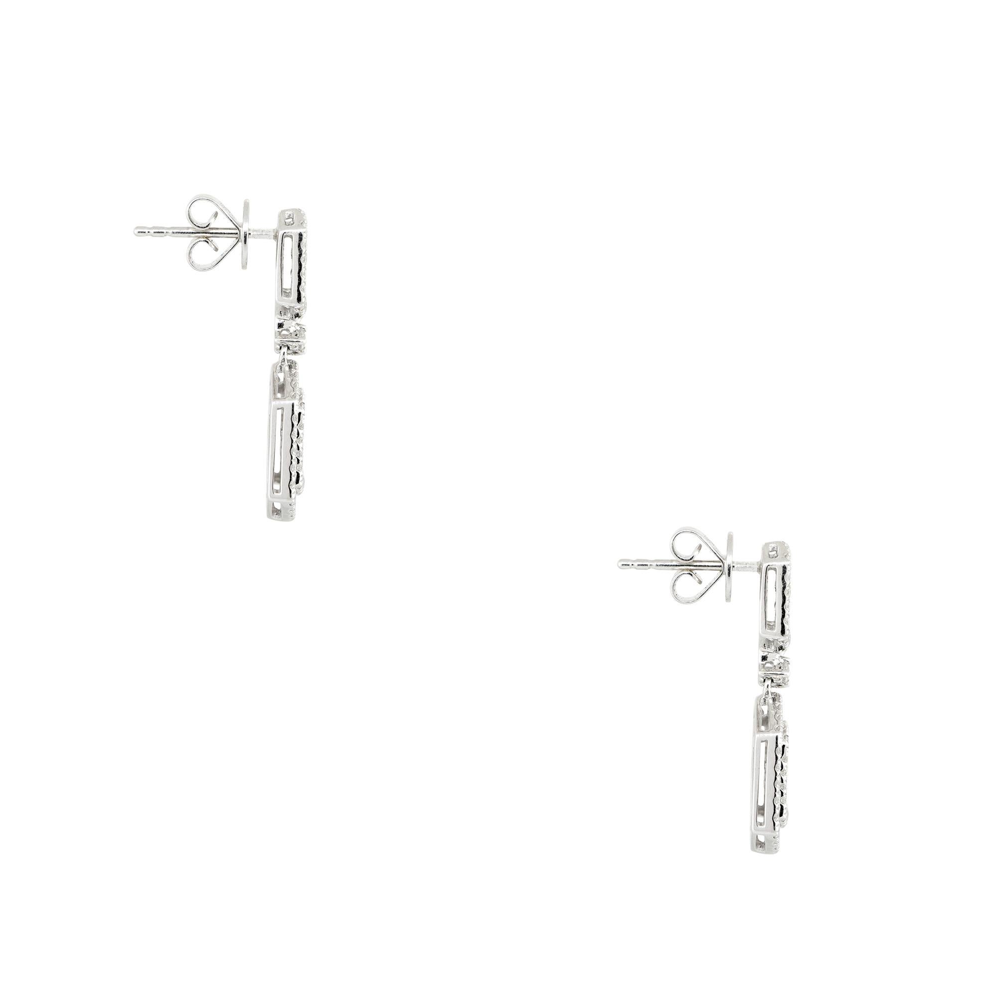 Modern 1.2 Carat Multi-Shape Mosaic Diamond Drop Earrings 18 Karat in Stock For Sale