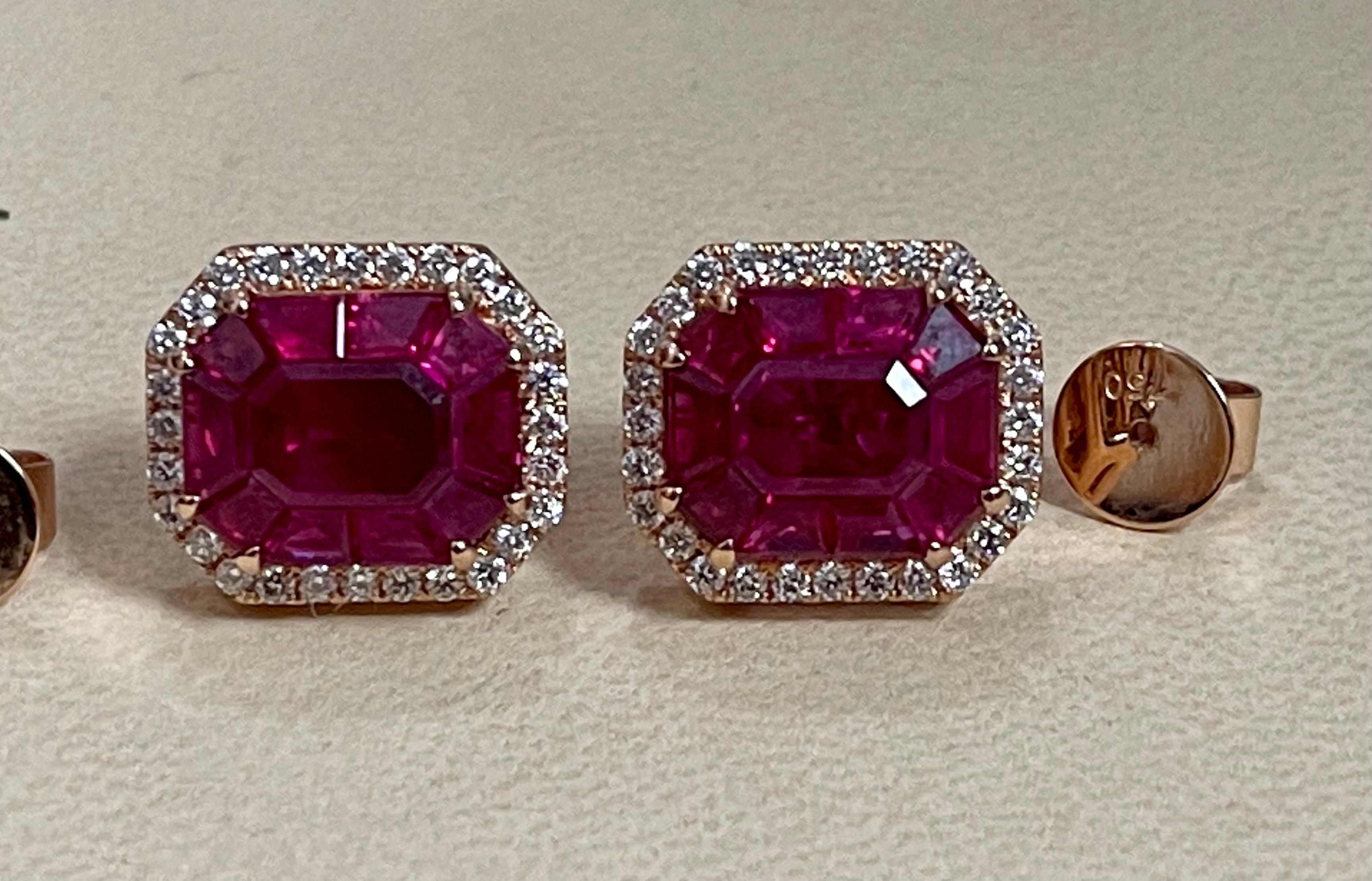 12 Carat Natural Burma Ruby and Diamond Earring in 18 Karat Yellow Gold For Sale 5