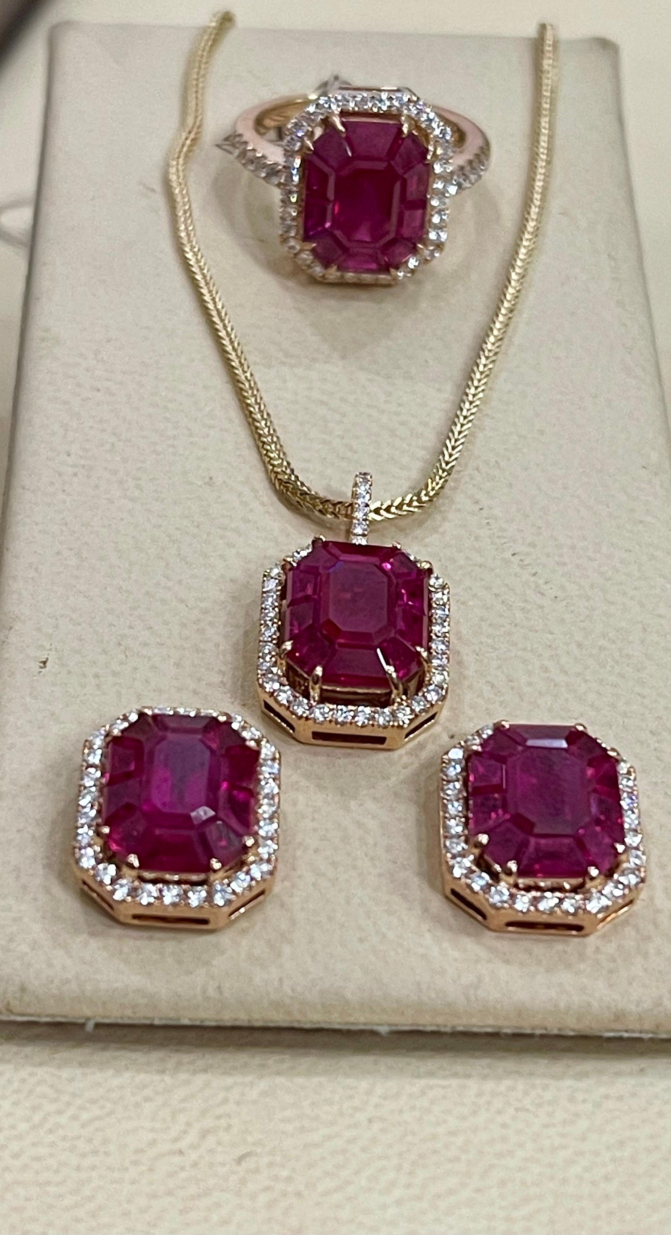 12 Carat Natural Burma Ruby and Diamond Earring in 18 Karat Yellow Gold For Sale 6