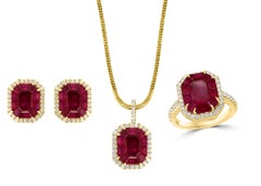 12 Carat Natural Burma Ruby and Diamond Earring in 18 Karat Yellow Gold