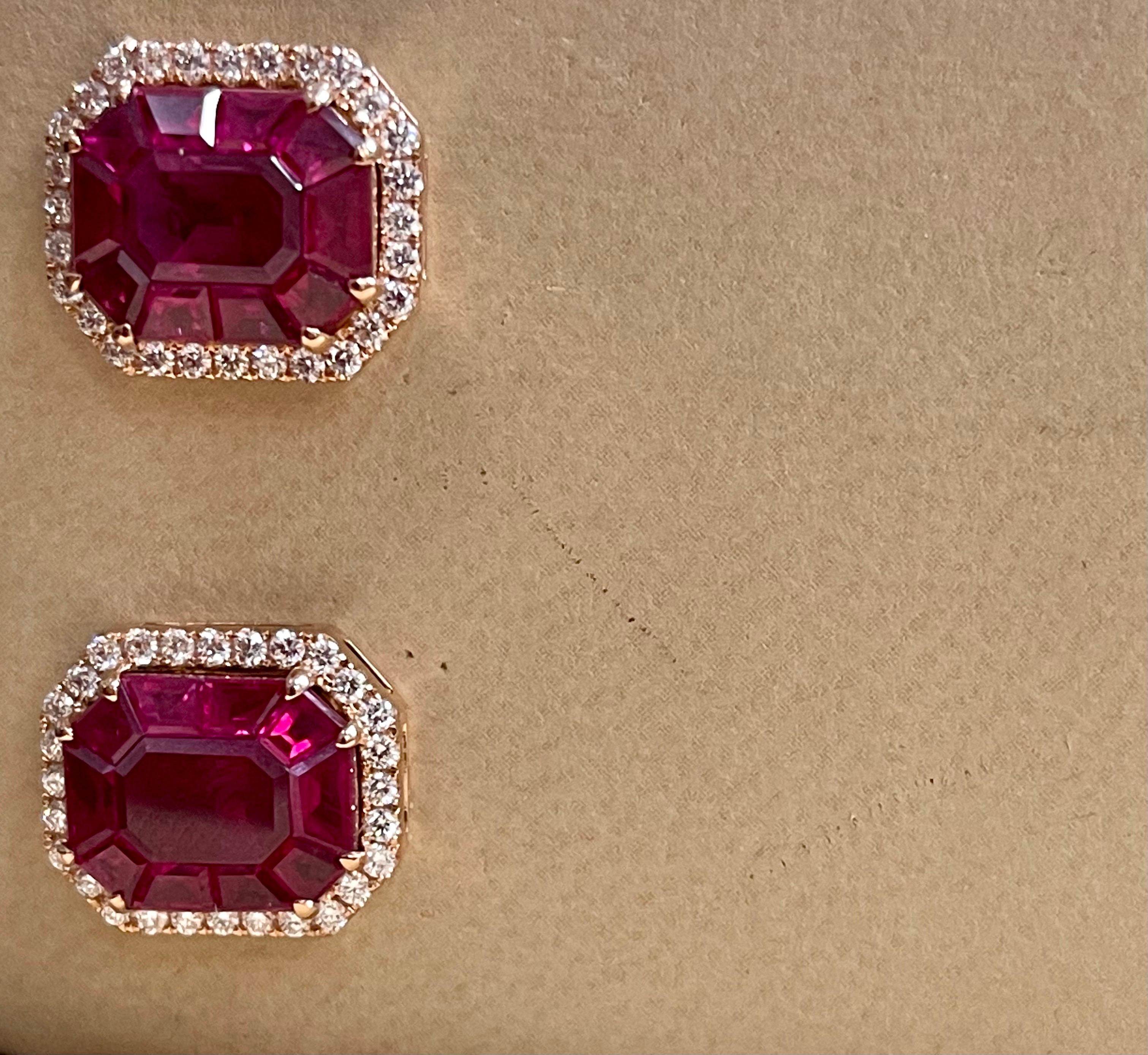 12 Carat Natural Burma Ruby and Diamond Earring in 18 Karat Yellow Gold In New Condition For Sale In New York, NY