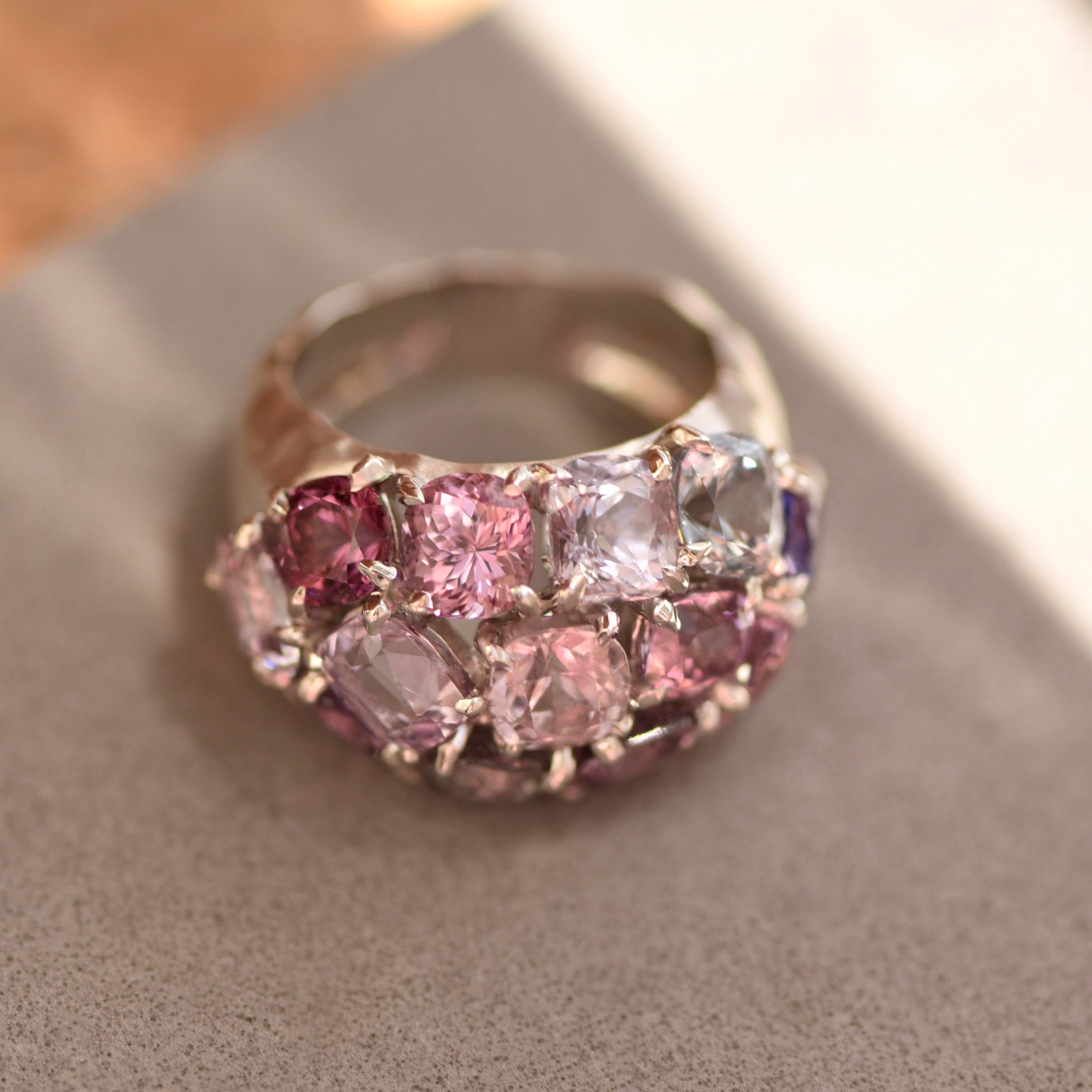 12 Carat Natural Grey Spinel 14 Karat White Gold Cocktail Ring by D&a In New Condition In Singapore, SG