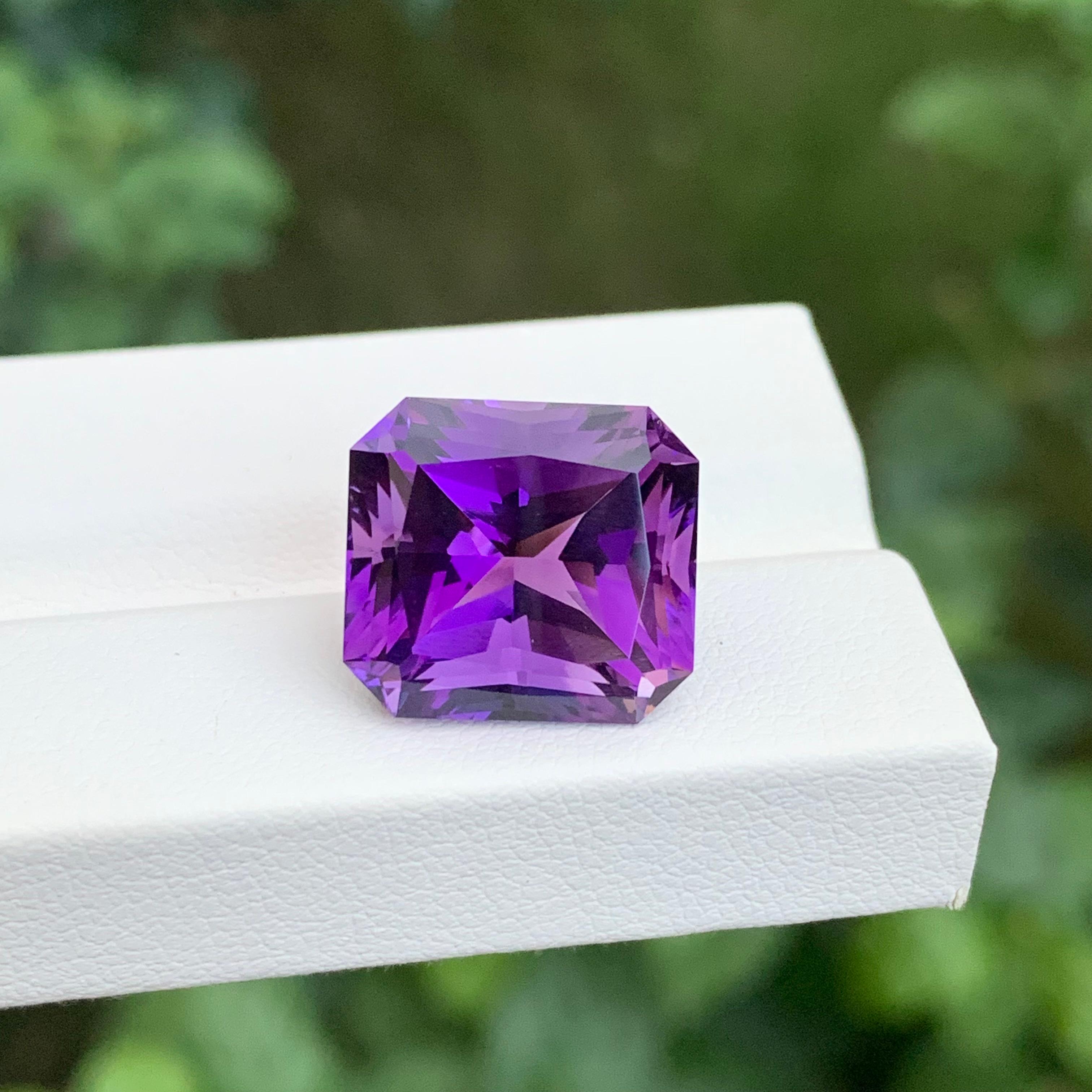 12 Carat Natural Loose Deep Purple Amethyst Emerald Shape Gemstone For Sale 2