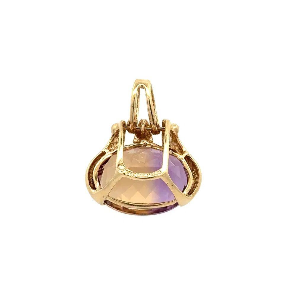 Taille ovale Pendentif breloque vintage en or avec ametrine ovale de 12 carats en vente