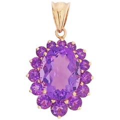 Retro 12 Carat Oval and Round Amethyst Custom Women's Power Pendant or Women’s Rights