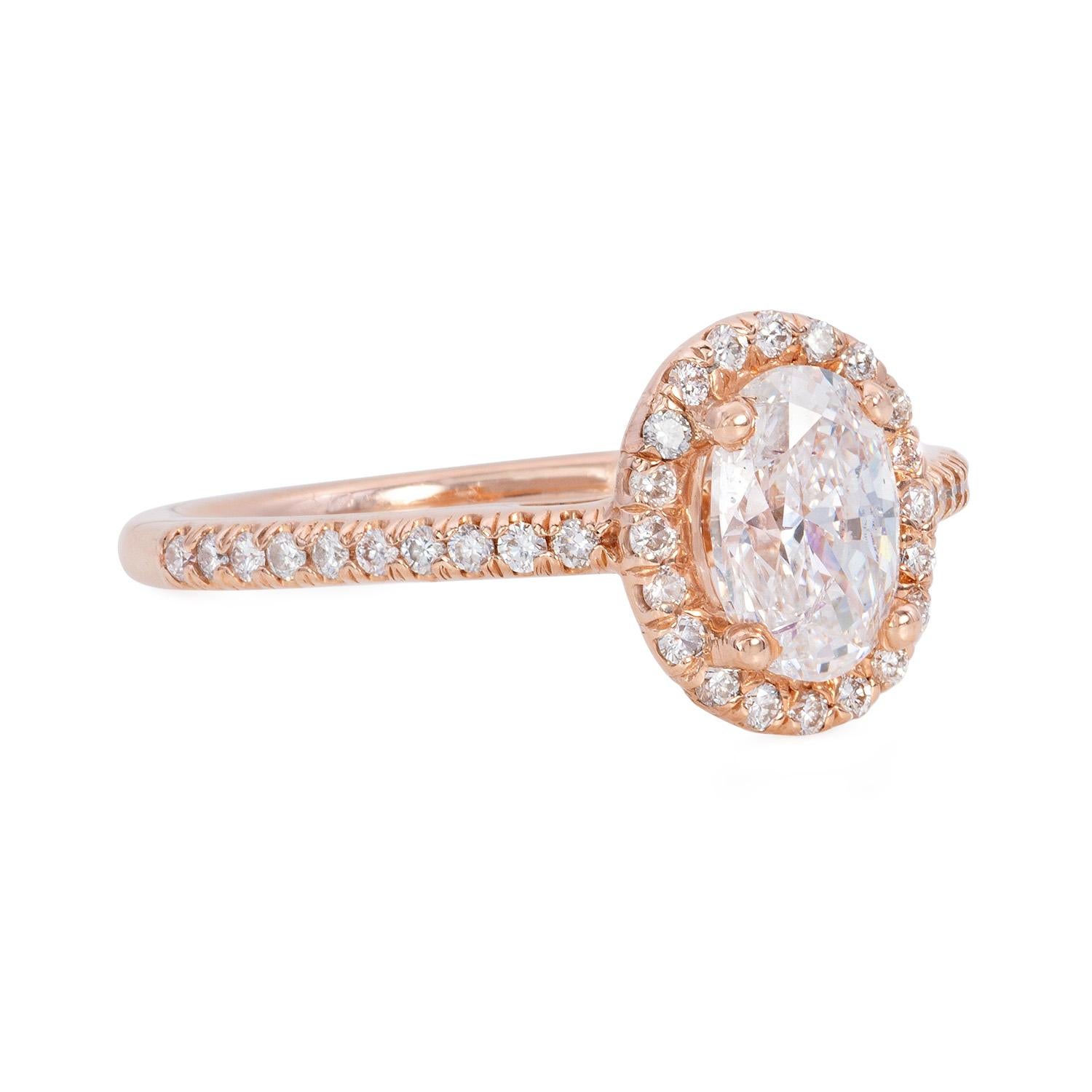 Introducing our elegant Diamond Oval Ring, a symbol of timeless beauty and sophistication, crafted with precision in lustrous 14K rose gold and featuring a stunning white diamond weighing 1.01 carats.



Product Features:



1. Exquisite Oval