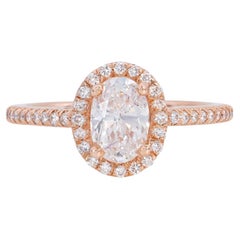 1,2 Karat Ovaler Diamant-Halo-Ring aus Roségold