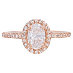 1.2 Carat Oval Diamond Halo Ring Set in Rose Gold