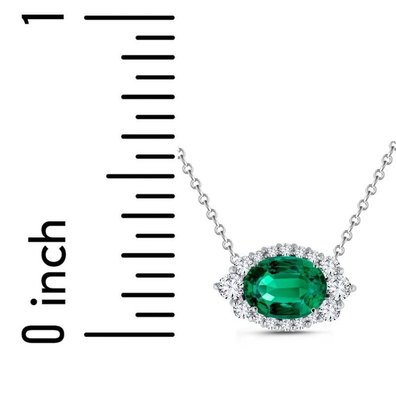 Taglio ovale Ciondolo con smeraldo ovale da 1,2 carati e aureola di diamanti da 0,40 carati ref917 in vendita