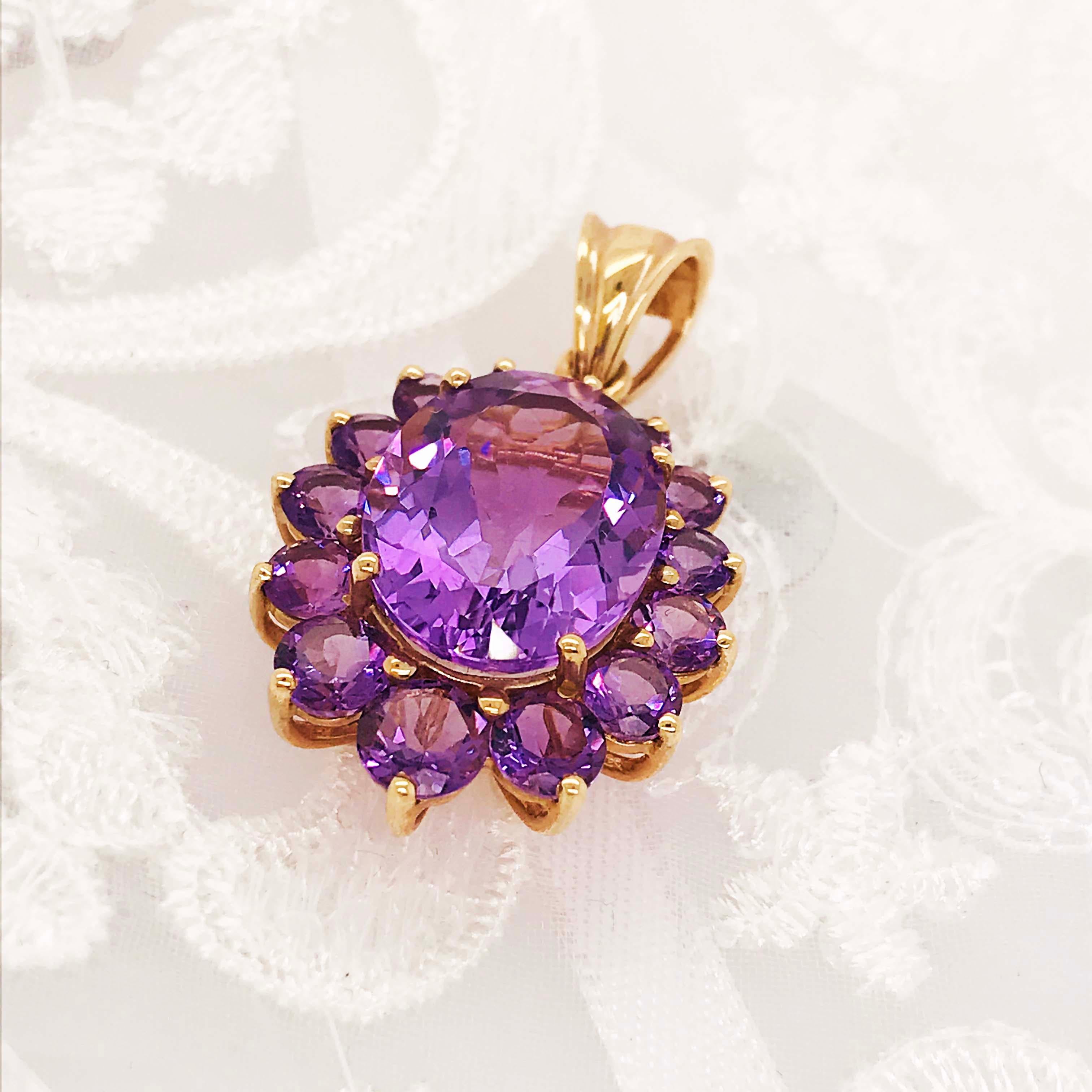 Modern 12 Carat Oval and Round Amethyst Custom Women's Power Pendant or Women’s Rights