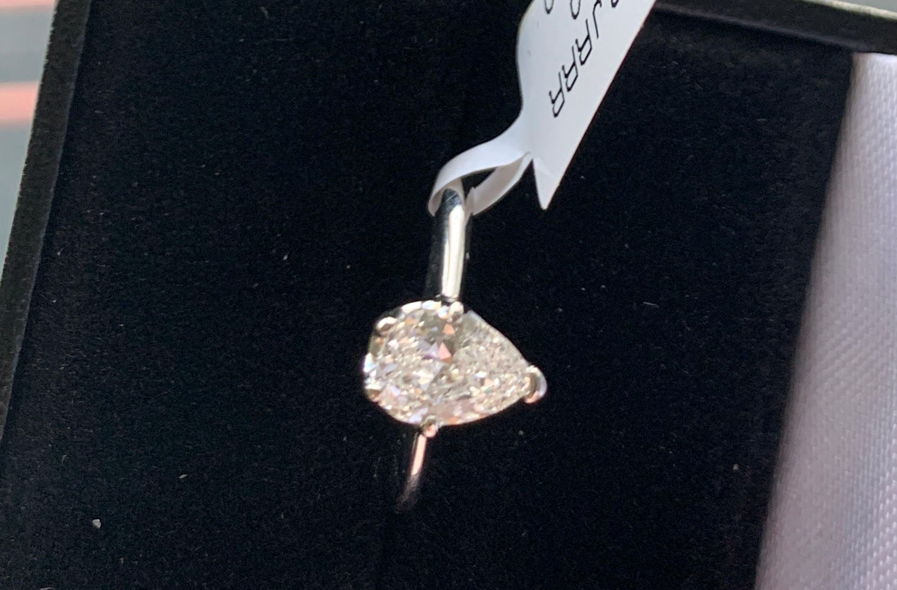 1.2 Carat Pear Shape Center Diamond Engagement 14 Karat White Gold Ring 3