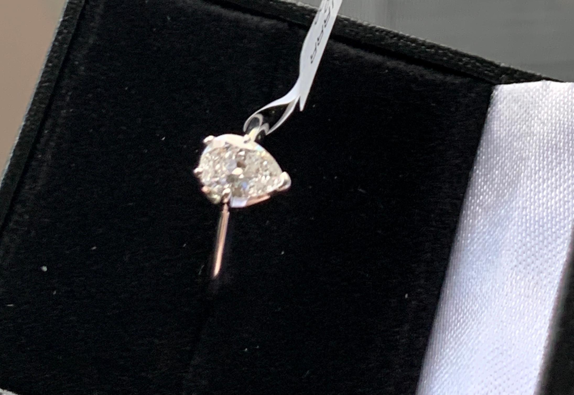 1.2 Carat Pear Shape Center Diamond Engagement 14 Karat White Gold Ring 5