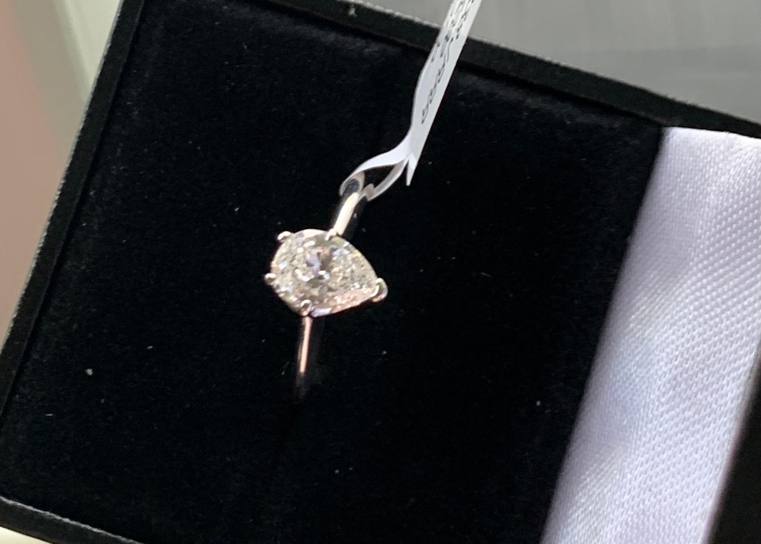 1.2 Carat Pear Shape Center Diamond Engagement 14 Karat White Gold Ring 6