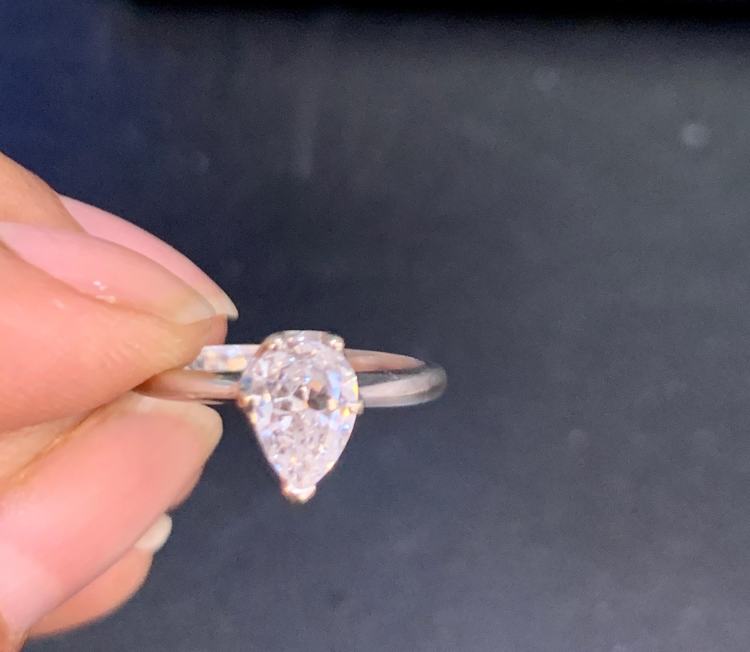 1.2 carat pear shaped diamond ring