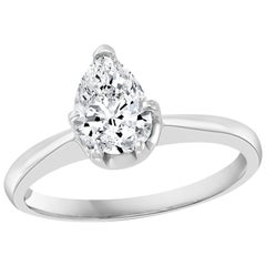 1.2 Carat Pear Shape Center Diamond Engagement 14 Karat White Gold Ring