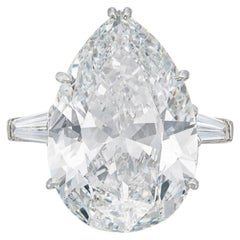 12 Carat Pear Statement Brilliant White / J color SI 14K White Gold Diamond Ring