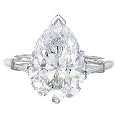 12 Carat Pear Statement Brilliant White / J color SI 14K White Gold