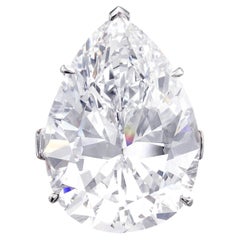 12 Carat Pear Statement Type IIa Brilliant White / D color FL/IF Diamond Ring