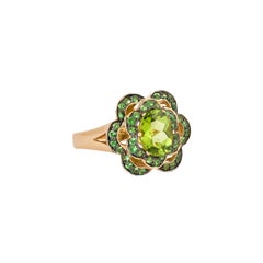 Sunita Nahata Peridot and Tsavorite 1.65ct. Fancy Ring in 14K Yellow Gold.