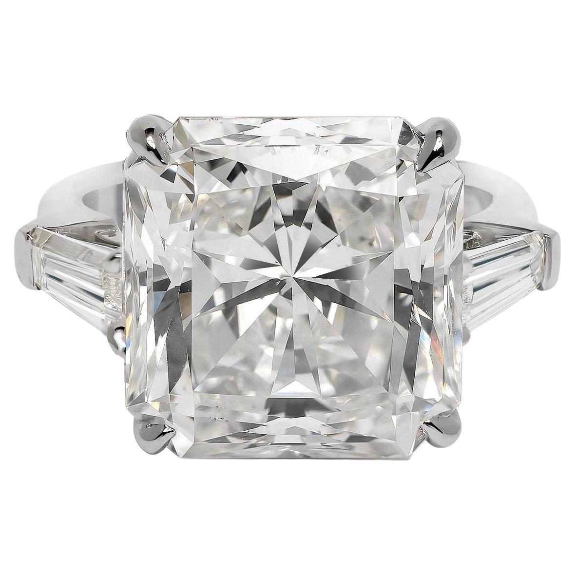 12 Carat Radiant Cut Diamond Engagement Ring GIA Certified J SI1