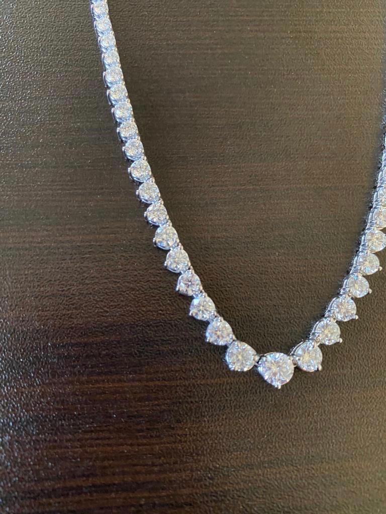 Modern 12 Carat Riviera Diamond Necklace For Sale