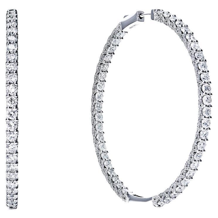 12 Carat Round Brilliant Diamond Hoop Earrings Certified For Sale