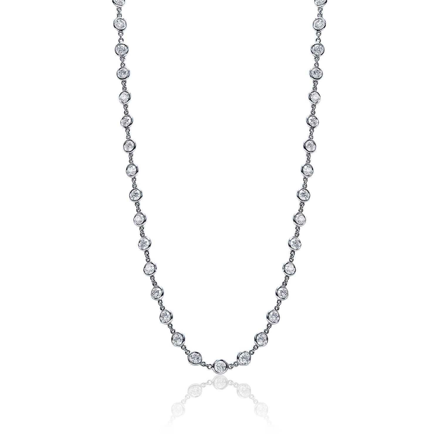 Our Earth Mined Diamonds By The Yard Necklace for Ladies is the perfect way to add a touch of luxury to your look. This stunning piece features 11.50 carats of sparkling diamonds, cut into a round brilliant shape and set in 14 karat gold. The