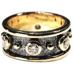 1.2 Carat Round Cut Diamond 18 Karat Yellow Gold Full Band Ring US Size 5