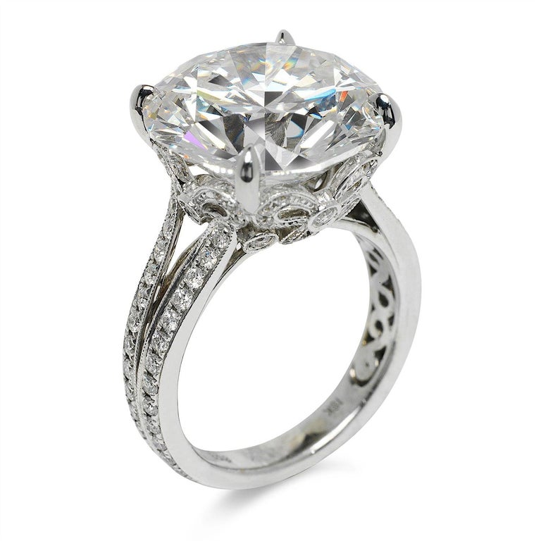 12 Carat Round Cut Diamond Engagement Ring GIA Certified E IF In New Condition For Sale In New York, NY