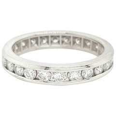 1.2 Carat Round Cut Diamond Vintage Platinum Eternity Band Ring, 1960s