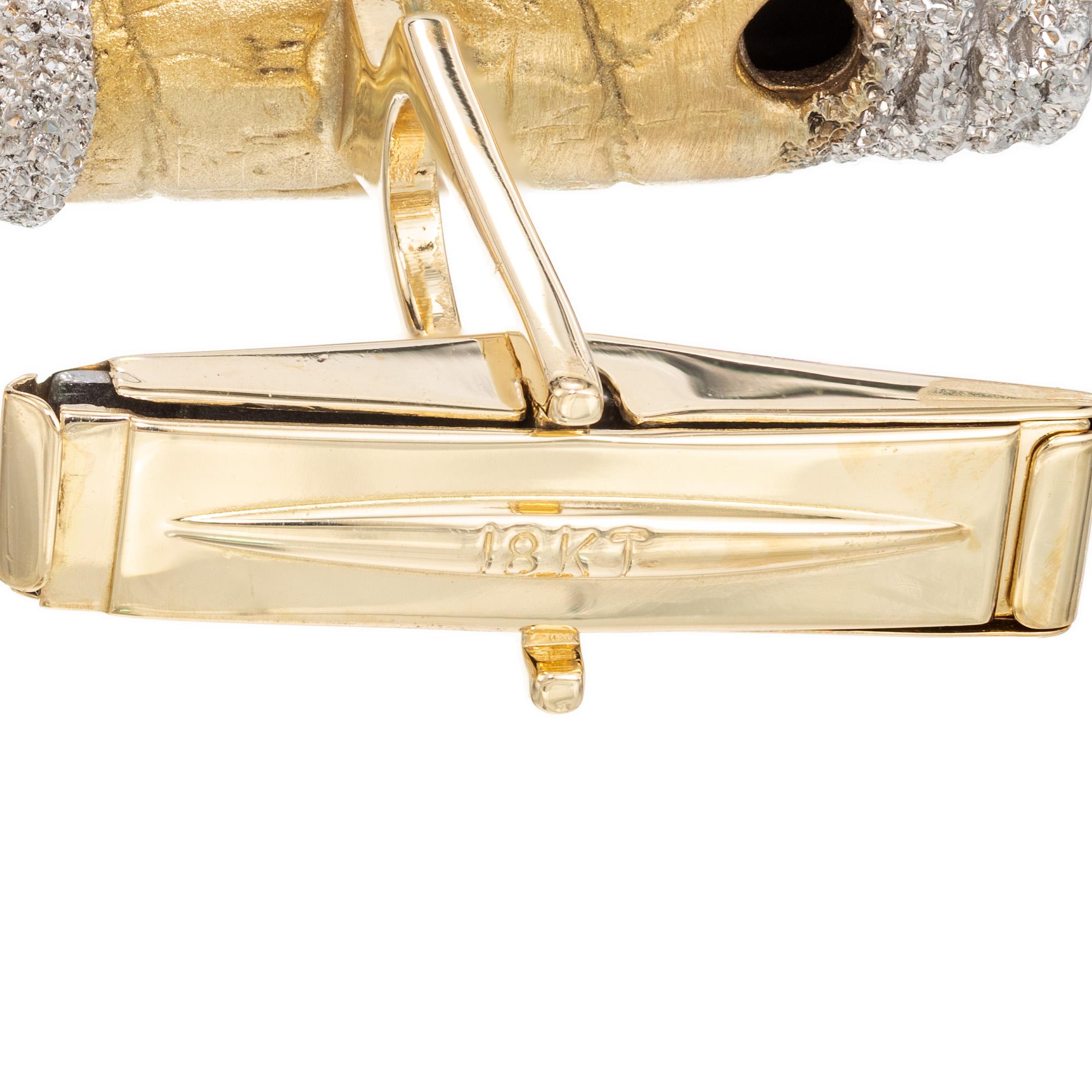 .12 Carat Ruby Two Tone Gold Cigar Men's Cufflinks For Sale 1