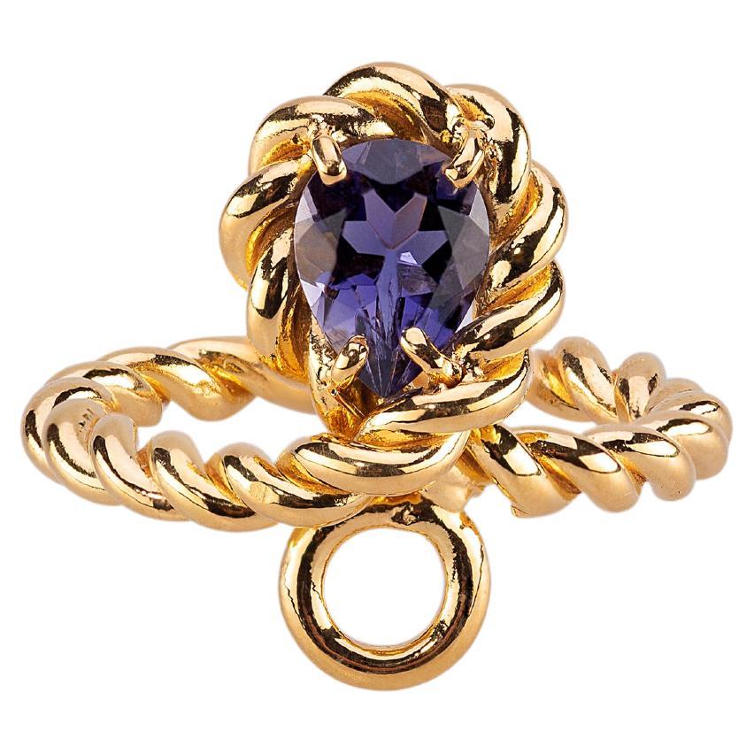1.2 Carat Sapphire Twisted Rope 18 Karats Yellow Gold Design Modern Ring For Sale