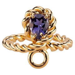 1.2 Carat Sapphire Twisted Rope 18 Karats Yellow Gold Design Modern Ring