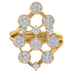 1.2 Carat SI Clarity HI Color Diamond Designer Ring 14 Karat Yellow Gold Jewelry