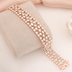 12 Carat SI Clarity HI Color Diamond Wedding Bracelet 14 Karat Rose Gold Jewelry
