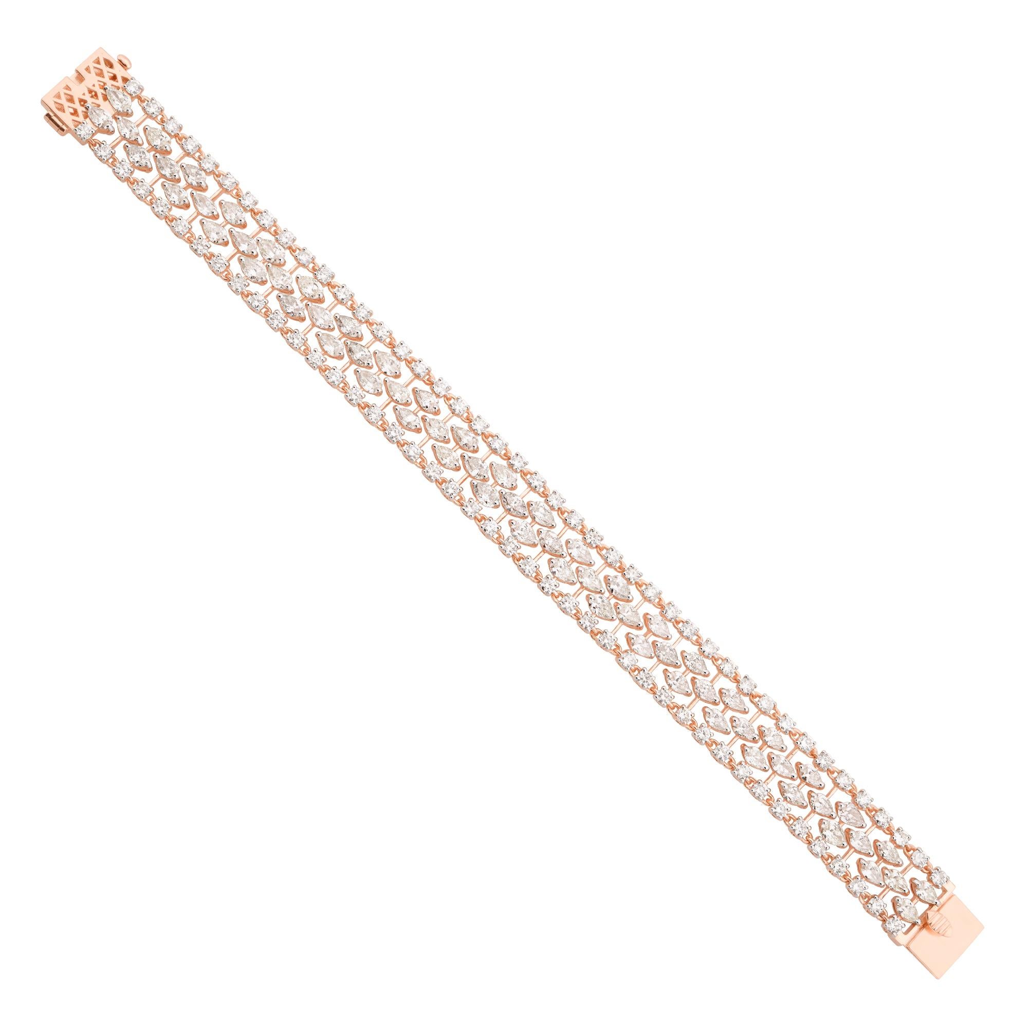 12 Quilates SI Claridad HI Color Diamante Pulsera de Boda Joyas de Oro Rosa de 14 Kilates en Nuevo estado para la venta en Diera, Dubai