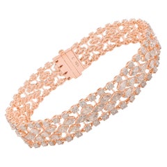 12 Carat SI Clarity HI Color Diamond Wedding Bracelet 14 Karat Rose Gold Jewelry