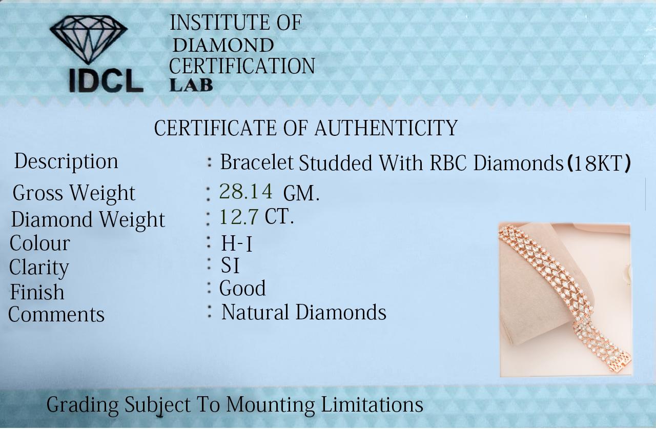12 Carati SI Chiarezza HI Colore Bracciale di diamanti per matrimonio Gioielli in oro rosa 18 carati in vendita 1