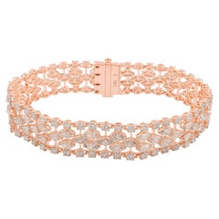 12 Carat SI Clarity HI Color Diamond Wedding Bracelet 18 Karat Rose Gold Jewelry