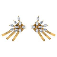 Orecchini di diamanti da 1,2 carati SI/H Marquise Pear Brilliante Cut Oro giallo 14 carati