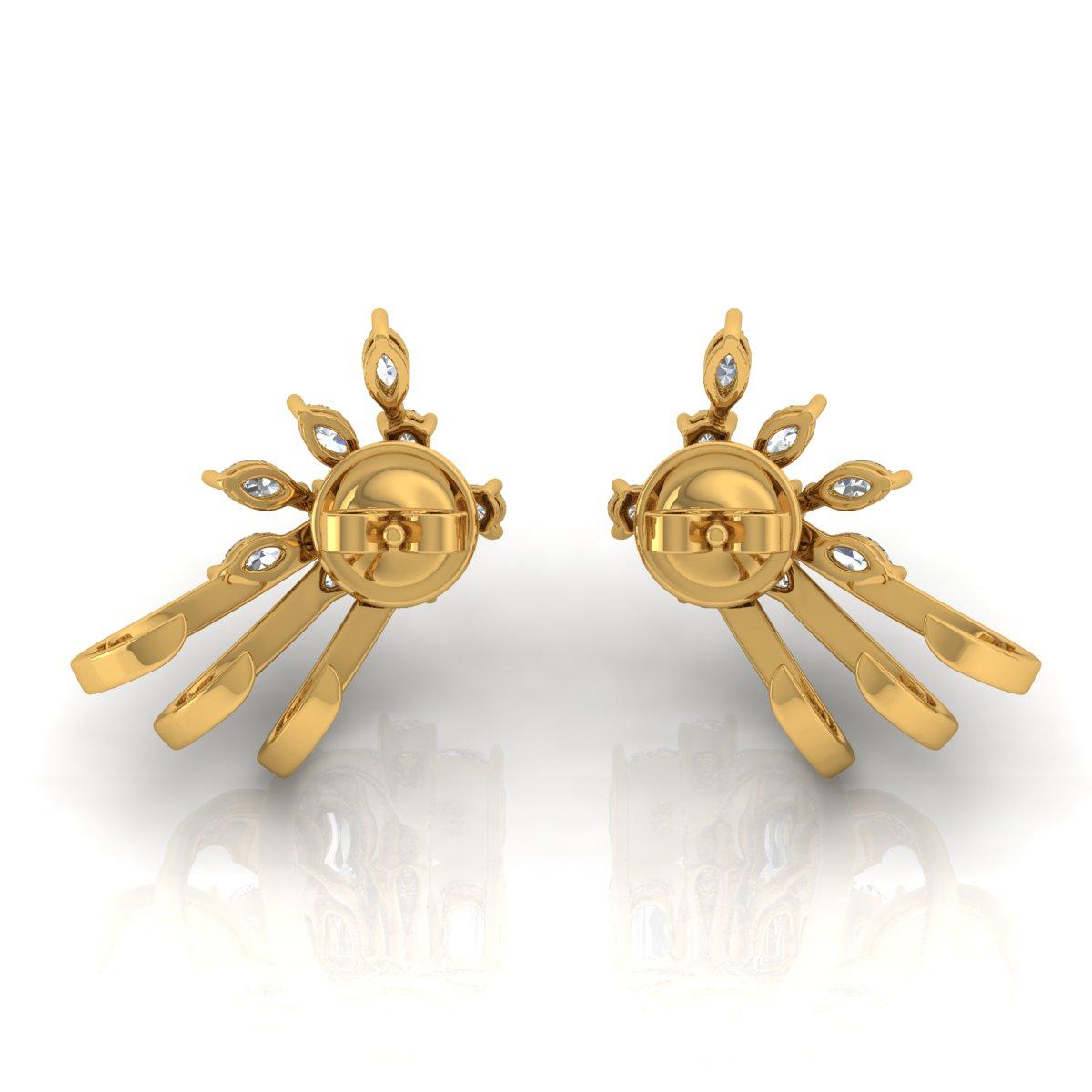 Modern 1.2 Carat SI/H Marquise Pear Brilliant Cut Diamond Earrings 18 Karat Yellow Gold For Sale