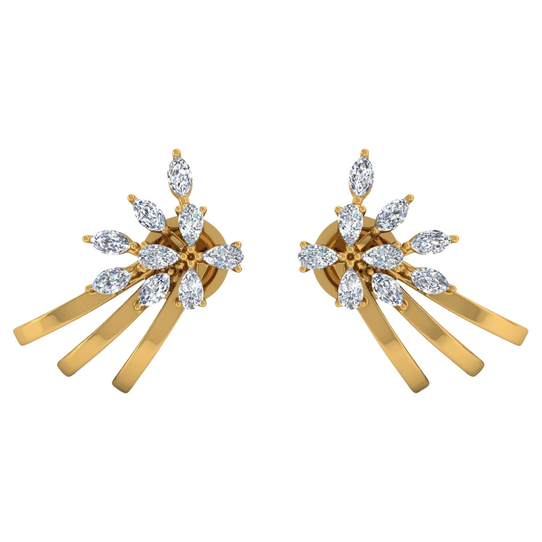 1.2 Carat SI/H Boucles d
oreilles diamant taille poire brillant Marquise Or jaune 18 carats