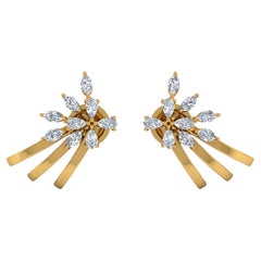 1.2 Carat SI/H Boucles d
oreilles diamant taille poire brillant Marquise Or jaune 18 carats