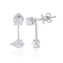 1.2 Carat SI/HI Diamond Jacket Earrings in 18 Karat White Gold Gift for Her
