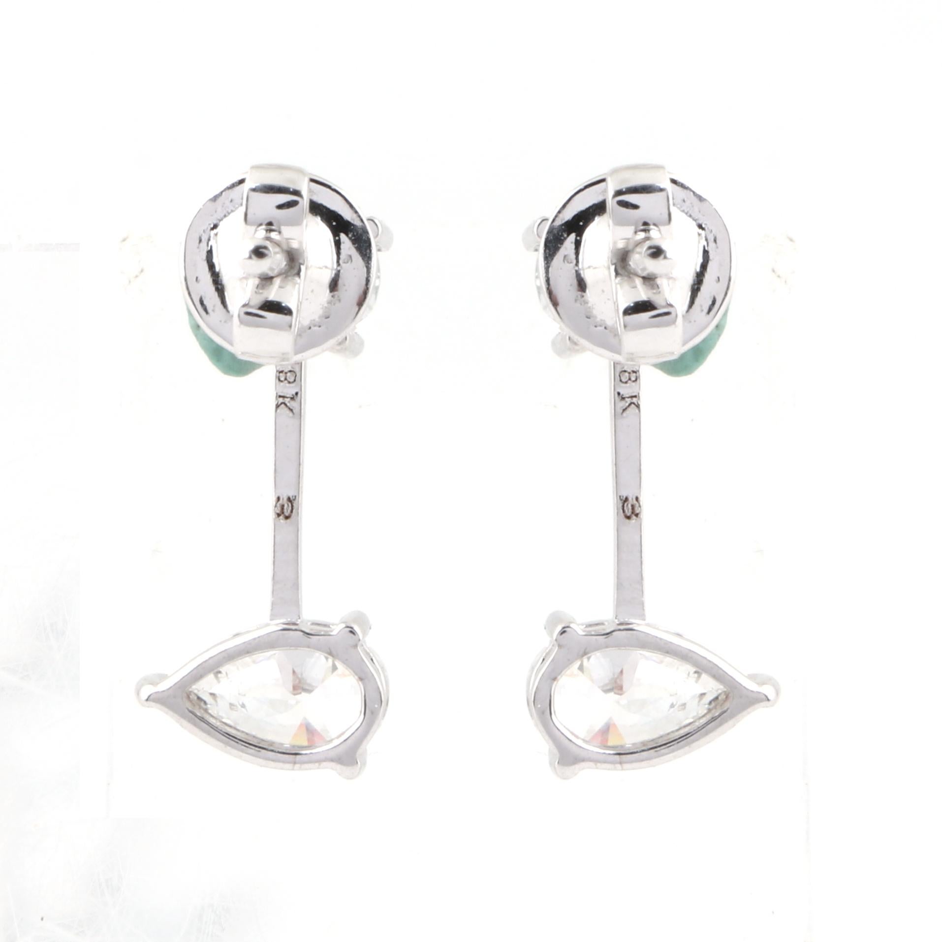 Women's 1.2 Carat SI/HI Diamond Jacket Earrings in 18 Karat White Gold Gift for Her For Sale