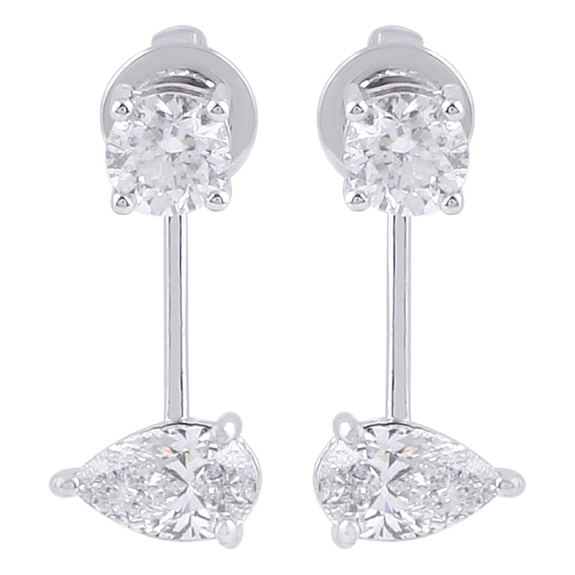 1.2 Carat SI/HI Diamond Jacket Earrings in 18 Karat White Gold Gift for Her For Sale