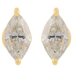 1.2 Carat SI/HI Marquise Diamond Stud Earrings 18 Karat Yellow Gold Fine Jewelry