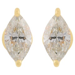 1.2 Carat SI/HI Marquise Diamond Stud Earrings 18 Karat Yellow Gold Fine Jewelry